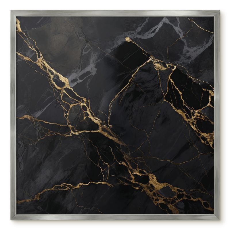 Tablica Magnetyczna W Ramie Tulup 50x50 cm Czarny marmur - Srebrna rama Do salonu, biura 1 szt.
