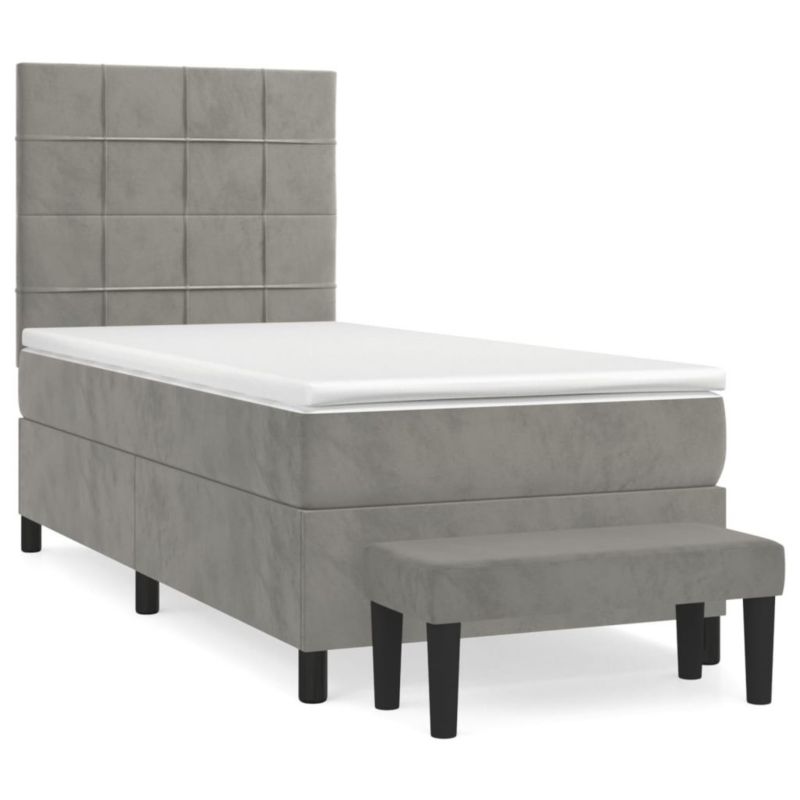 Łóżko kontynentalne WaszeMeble 90x200 cm jasnoszare WM-3137821 1 szt.