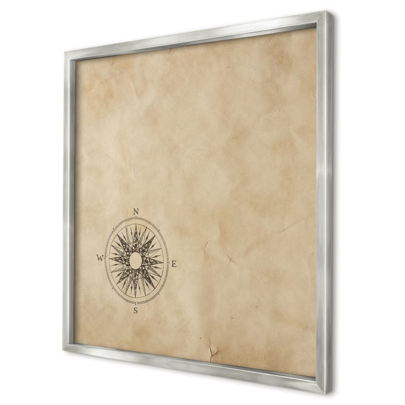 Magnetyczna tablica ozdobna Wallfluent 50x50 Róża wiatrów w srebrnej ramie 1szt