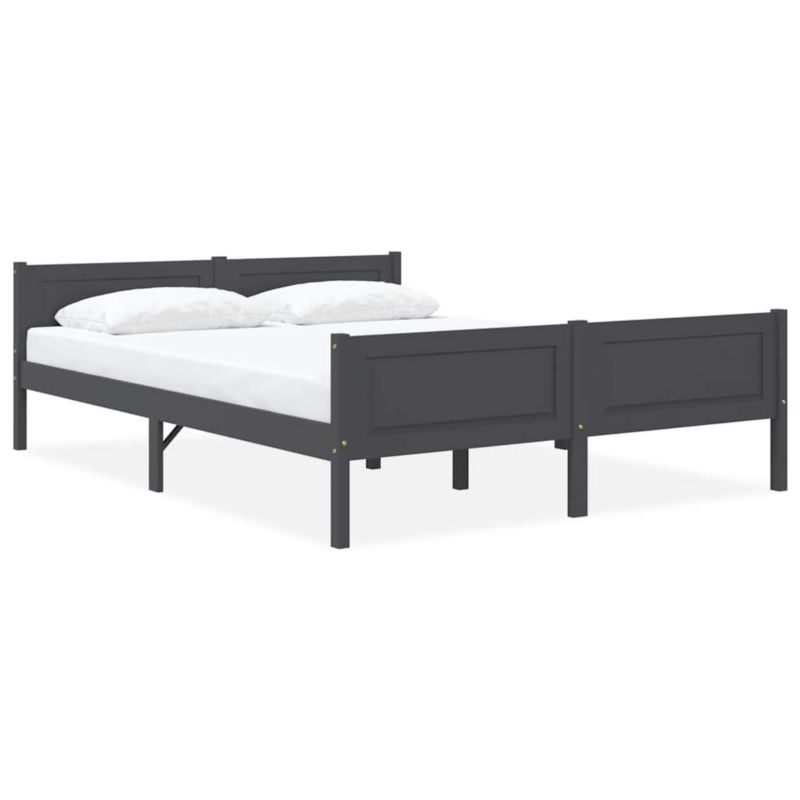 Rama łóżka VidaXL z litego drewna sosnowego szara 1 szt. 206 x 166 x 63 cm