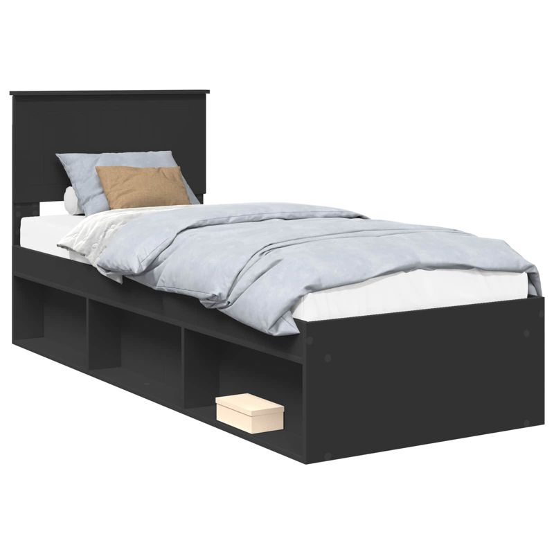 Łóżko Drewniane WaszeMeble 75x190 cm Czarne WM-3410664 1 szt.