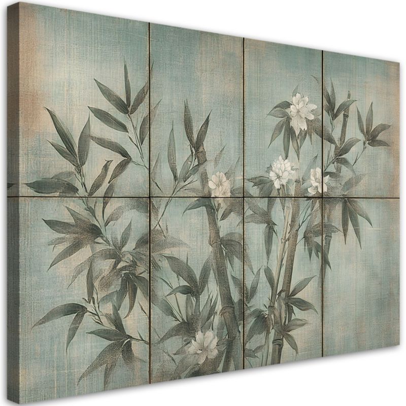 Obraz do salonu sypialni Feeby Pędy Bambusa Liście Boho 90x60 cm 1szt