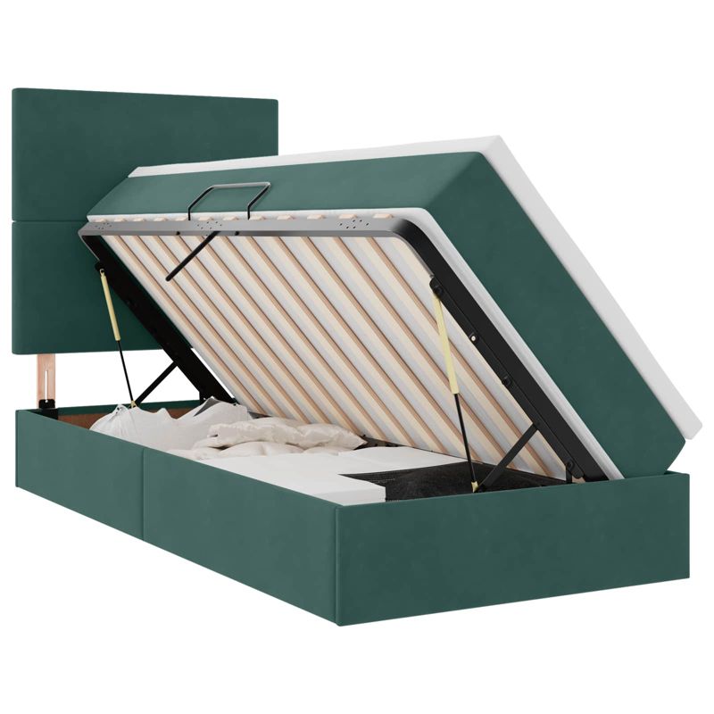 Łóżko Kontynentalne WaszeMeble z Materacem 100x200 cm Zielone WM-3372588 1 szt.