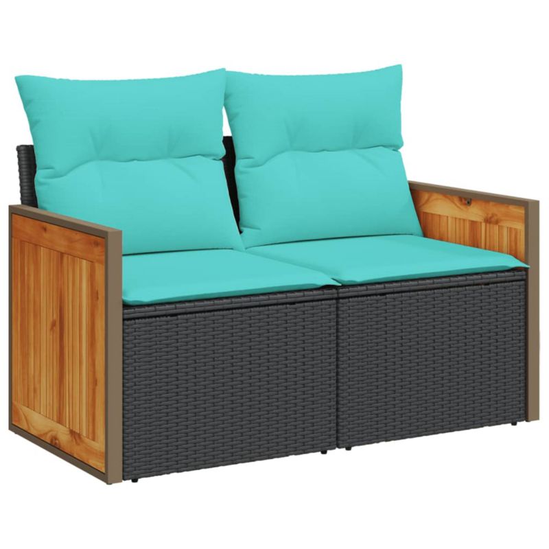 Sofa ogrodowa WaszeMeble z technorattanu czarna z poduszkami WM-366037 1 szt.