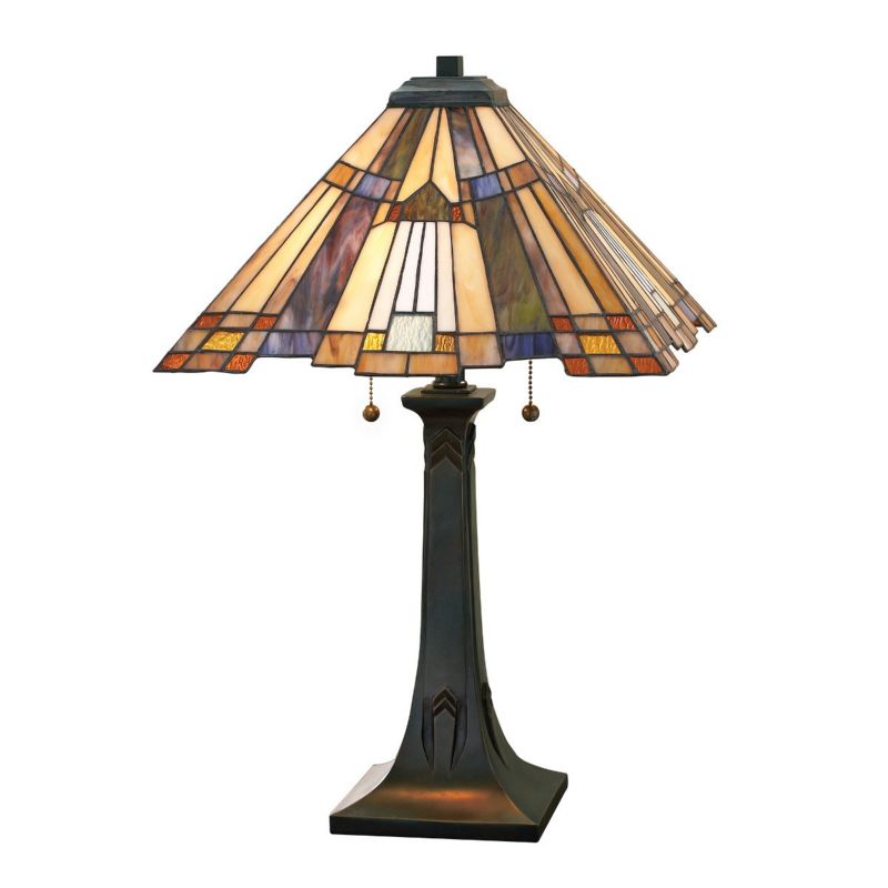 Lampka stołowa Quoizel Inglenook multikolor witrażowa 2 x E27 x 60W IP20 wym: 63.5 x 40.6 x 40.6 cm szkło witrażowe - 1 szt.