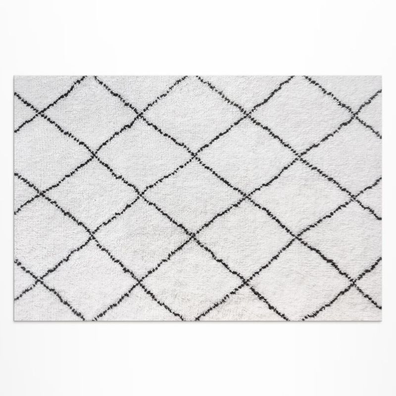 Zewnętrzny Dywan Winylowy Wallfluent 60x90 cm Czarne linie wzór imitacja pluszu 1 szt.
