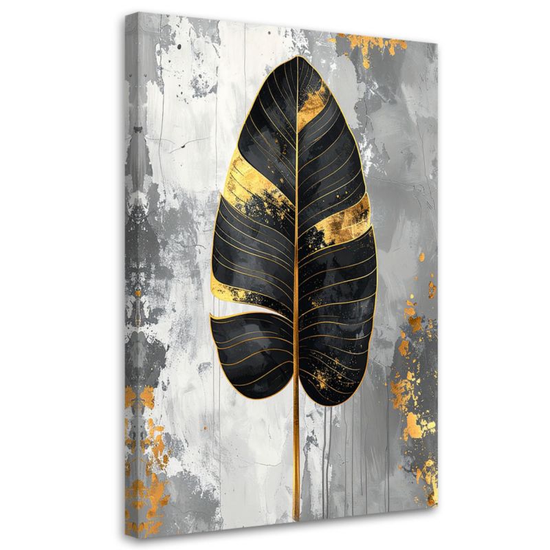 Obraz do salonu sypialni kuchni biura loftu Feeby Czarny liść 80x120cm 1szt