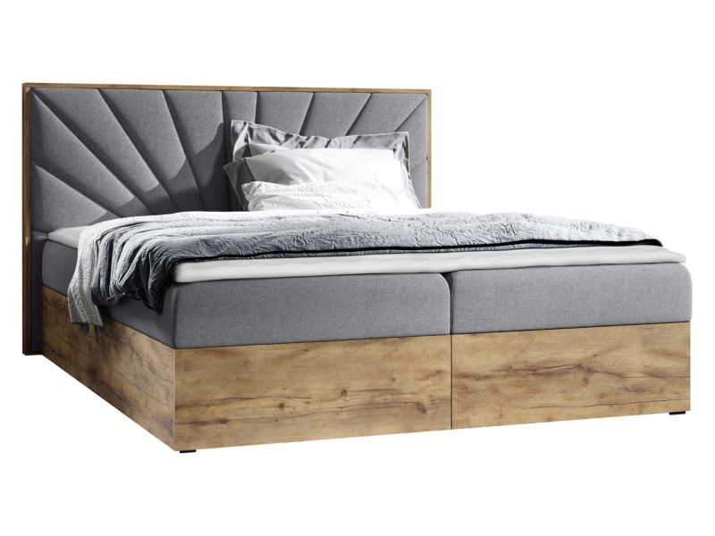 Łóżko kontynentalne MIRJAN 24 Wood 7 120x200 dąb lancelo/stalowy szary 1 szt.