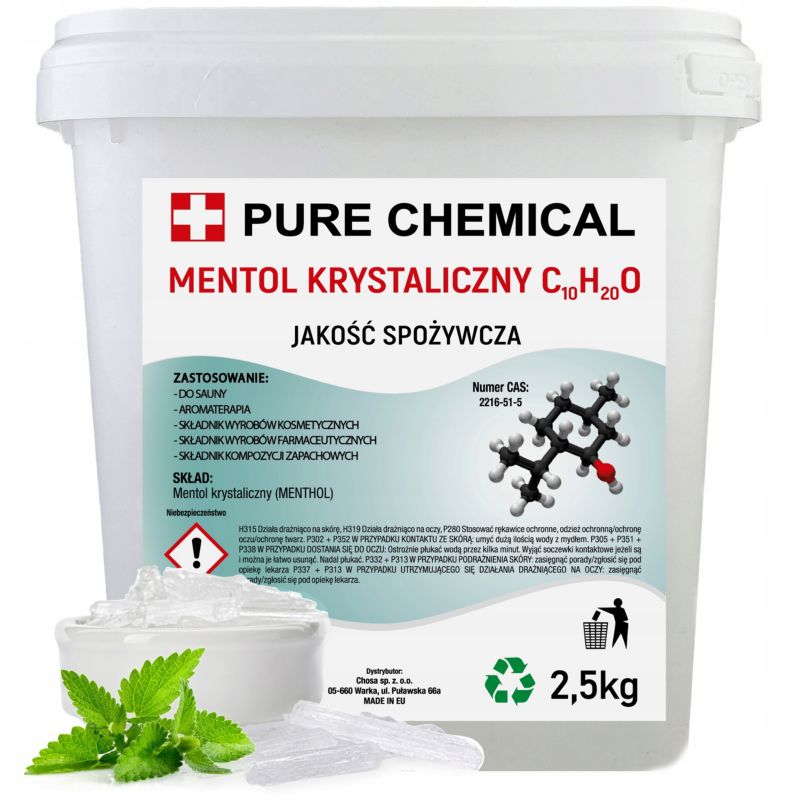 Mentol krystaliczny Pure Chemical do aromaterapii inhalacji sauna 2,5kg 1 szt.