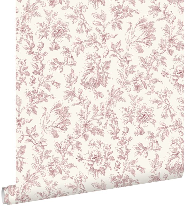 Tapeta ESTAhome eleganckie kwiaty bordowo-czerwonym 50 x 900 cm - 1 rol.