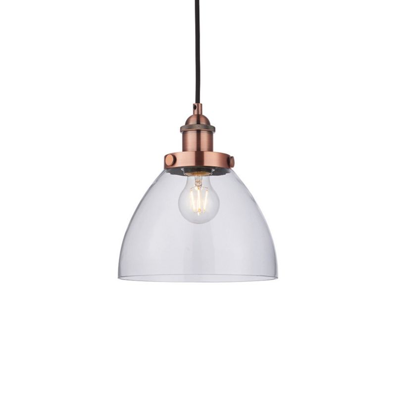 Lampa sufitowa kopułowy przezroczysty klosz Endon HANSEN postarzana miedź 1xE27x40W IP20 - 1 szt
