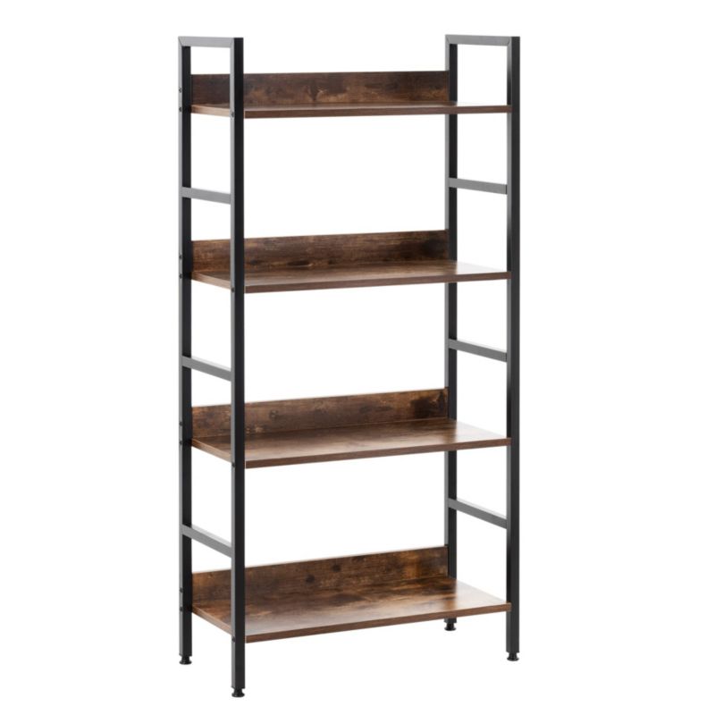 Regał na książki 4 półki loft bibloteczka Springos 124,5x60x28 ciemnobrązowy 1 szt.