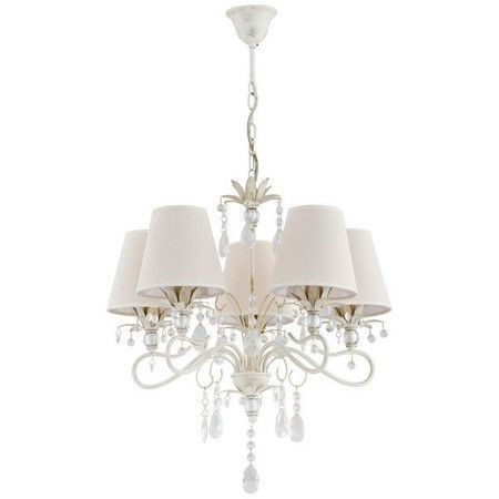 Żyrandol Alfa Lukrecja biały szkło kryształowe 5 x E14 x 10W wym: 74 x 50 x 50 cm - 1 szt.
