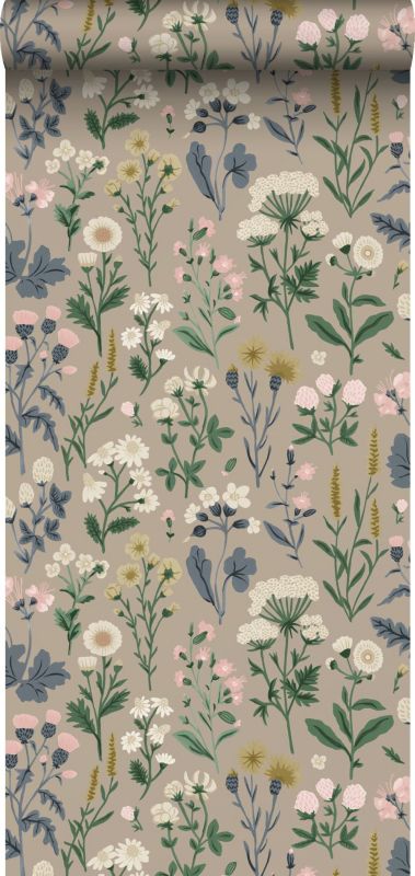Tapeta Sanders & Sanders kwiaty polne taupeIw wielu kolorach 50 x 900 cm - 1 rol.