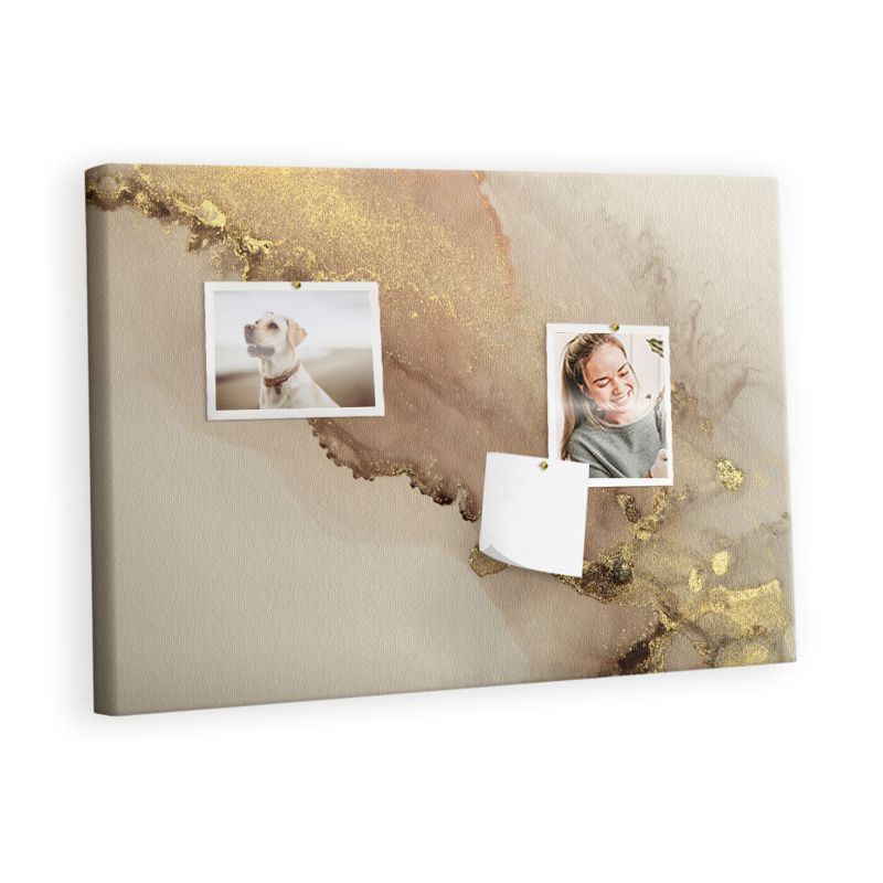 Organizer Ścienny Tablica Korkowa Na Płótnie Tulup 60x40 cm Kamień ze złotym żyłkowaniem Pinezki kolorowe 1 kpl