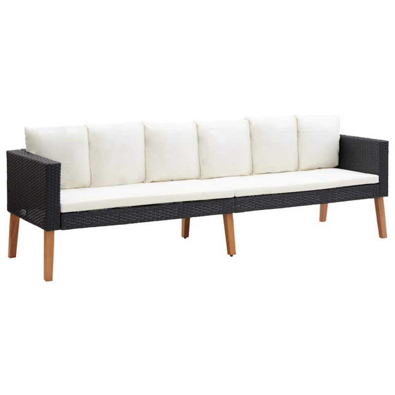 Sofa ogrodowa WaszeMeble z technorattanu czarna z poduszkami WM-310214 1 szt.