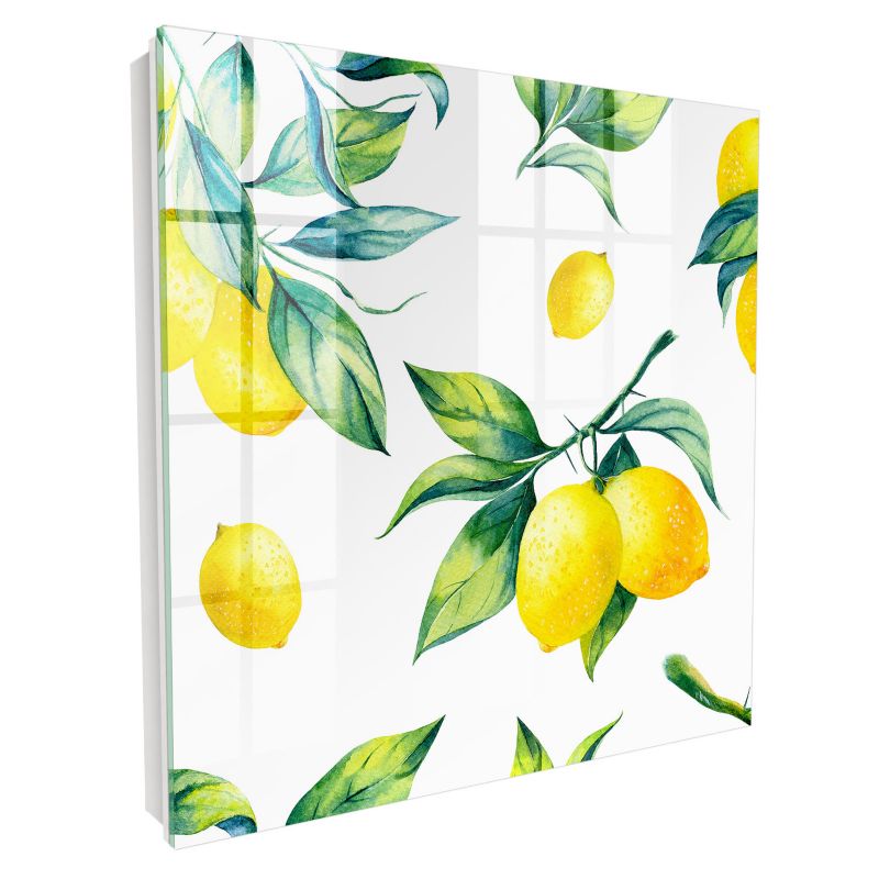 Organizer Na Klucze Tulup 30x30 cm akwarela cytryny - Biała - Otwierana na lewo 1 szt.