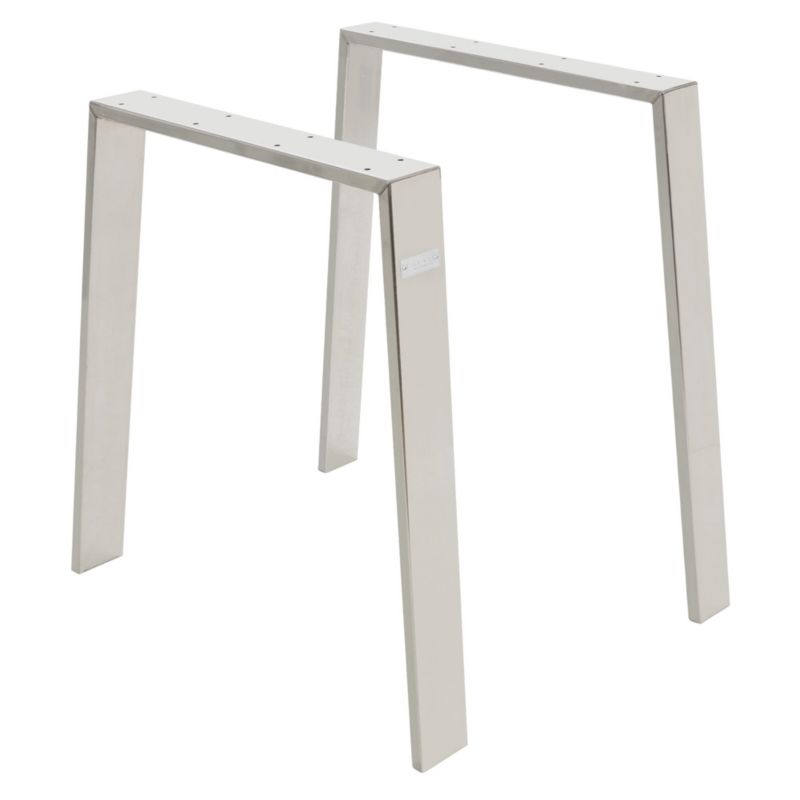 Nogi do stołu ML-Design w kształcie litery U to srebrny stalowa mebli i stelaż o profilu 8x2 cm w stylu industrial 75x72 cm 2 szt