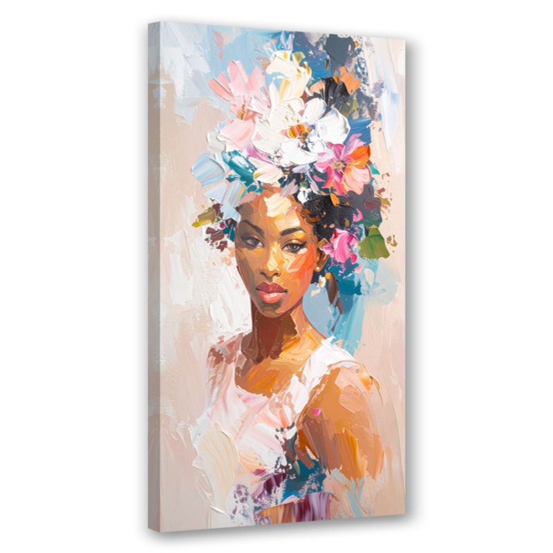 Obraz do salonu sypialni Feeby Portret kobiety kwiaty abstrakcja 60x120cm 1szt