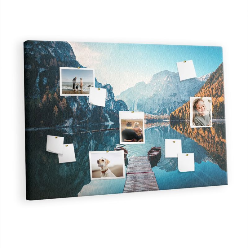 Korkowa Tablica Tulup 120x80 cm Łódki na jeziorze Do przypinania notatek Pinezki kolorowe 1 kpl