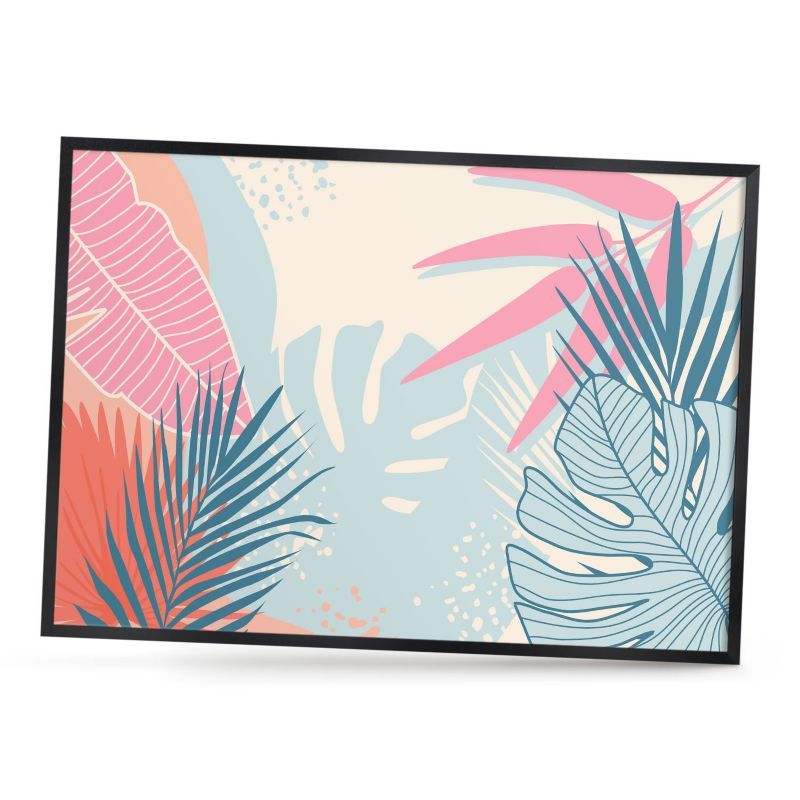 Dekoracyjna tablica magnetyczna ArtPrintCave 70x50 Tropikalna abstrakcja w czarnej ramie 1szt