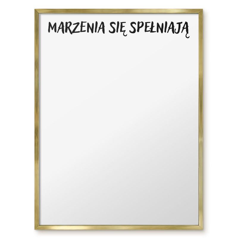 Tablica Magnetyczna Dekoracyjna Ścienna Tulup 60x80 cm Marzenia się spełniają - Złota rama Do salonu, sypialni 1 szt.