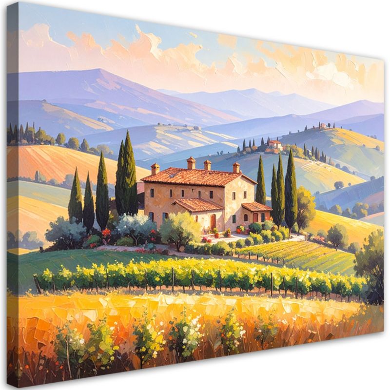 Obraz nowoczesny do salonu Feeby Toskania Pejzaż Dom na wzgórzu 120x80cm 1szt