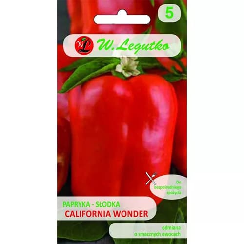 1 szt, Papryka slodka California Wonder - Nasiona: Ilość w opakowaniu: 0.5 g