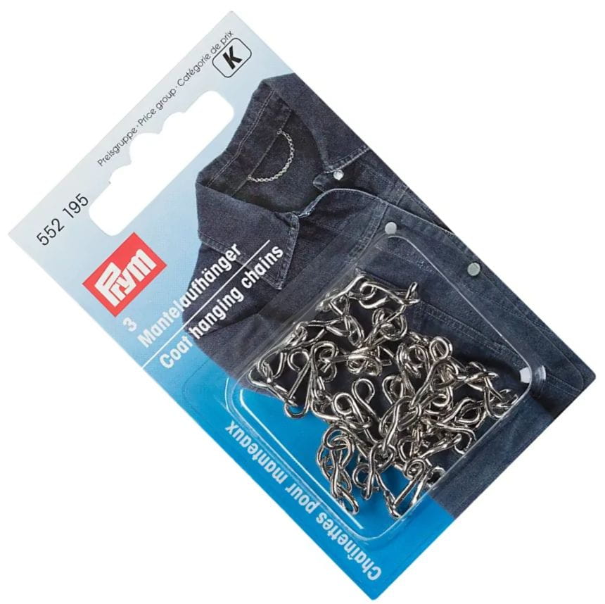 łańcuszki metalowe do kurtek, płaszczy 3 szt. PRYM 552195 ,