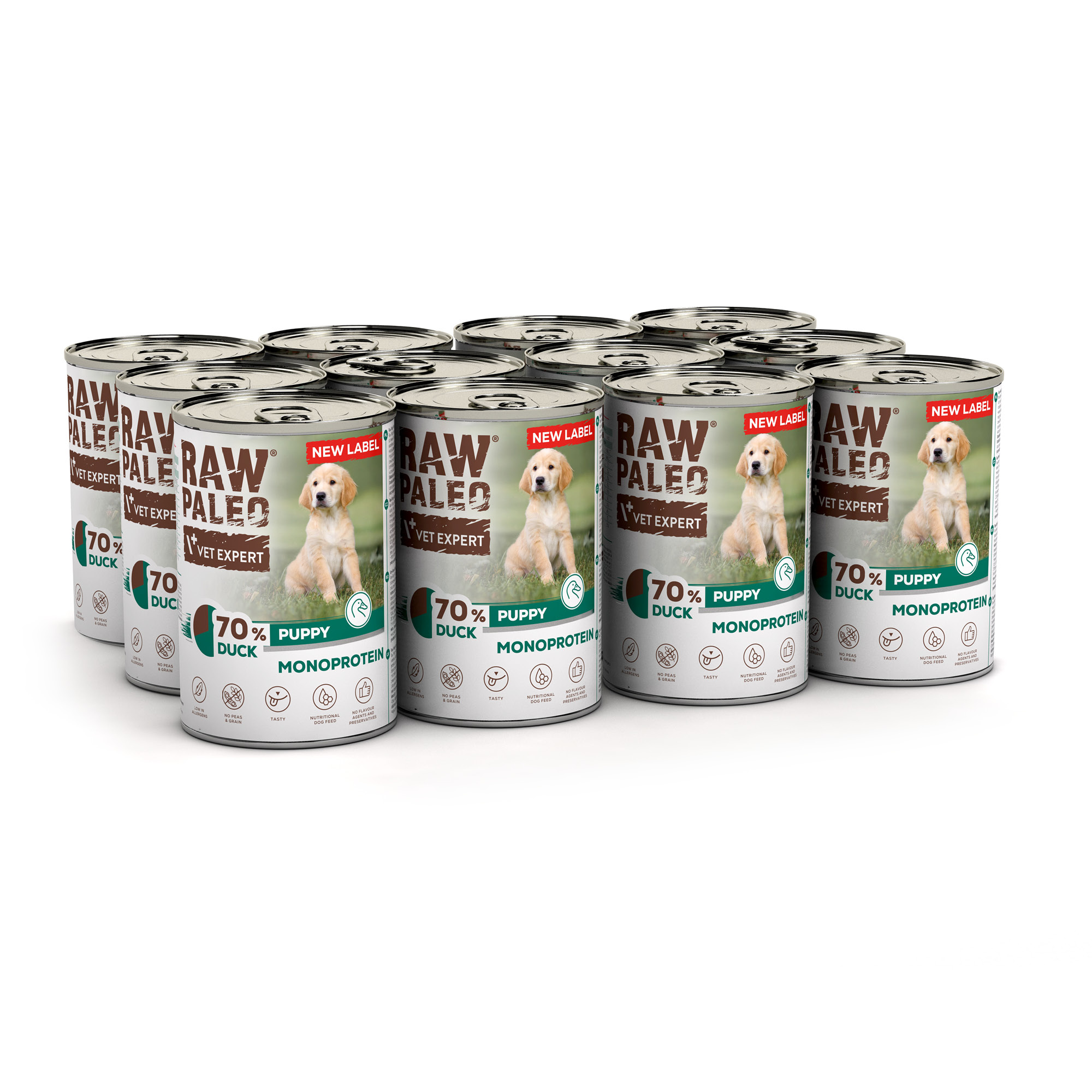 RAW PALEO PUPPY DUCK 12x400g - mokra karma dla szczeniąt monoproteina z kaczką