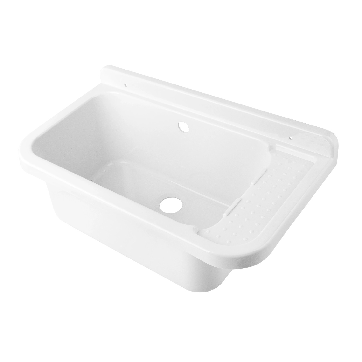 Hydroland Zlew gospodarczy jednokomorowy z syfonem biały 50 x 34 cm