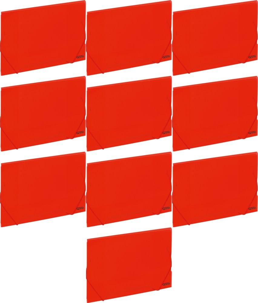 10x Teczka plastikowa z gumką Grand ZP-041, A4, czerwony