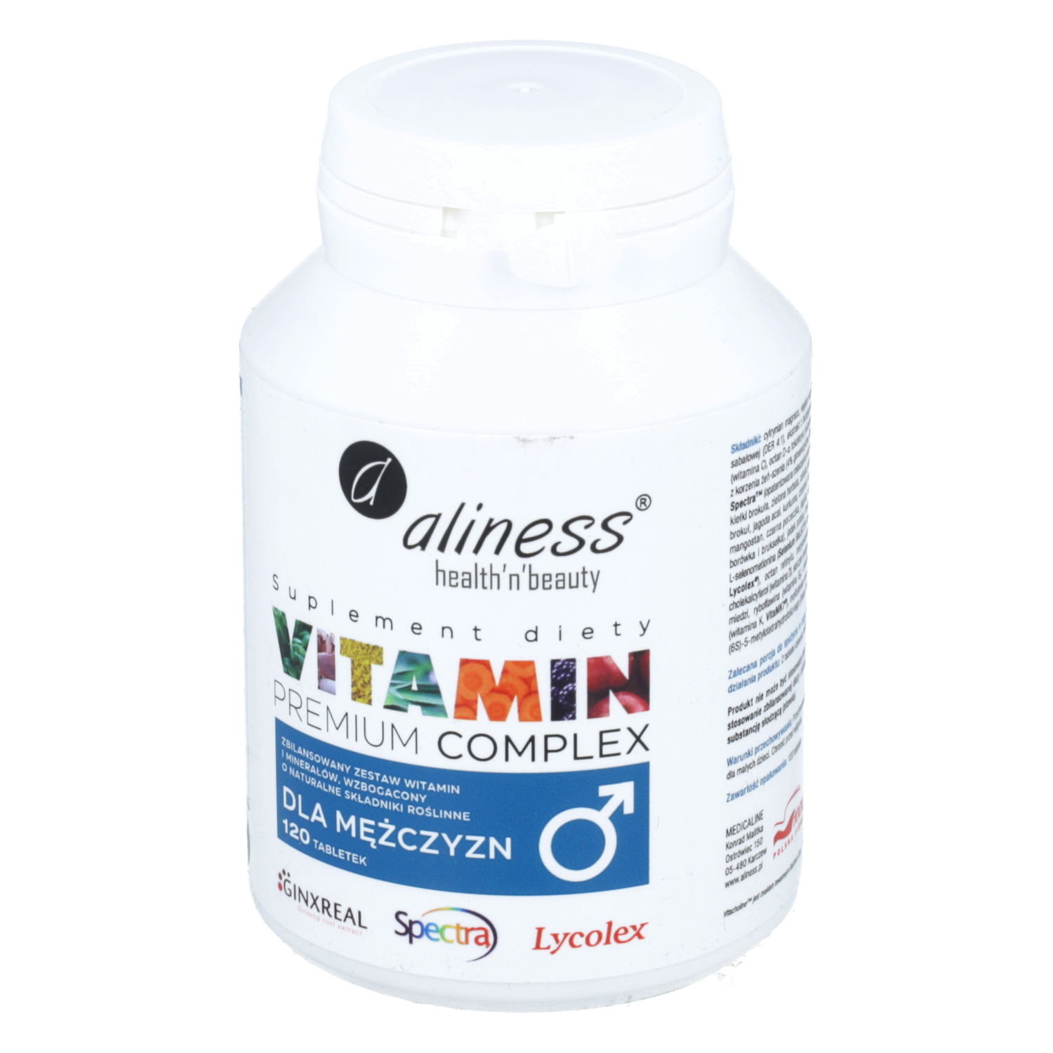 Aliness - vitamin premium complex, zestaw witamin i minerałów dla mężczyzn, 120 tabletek