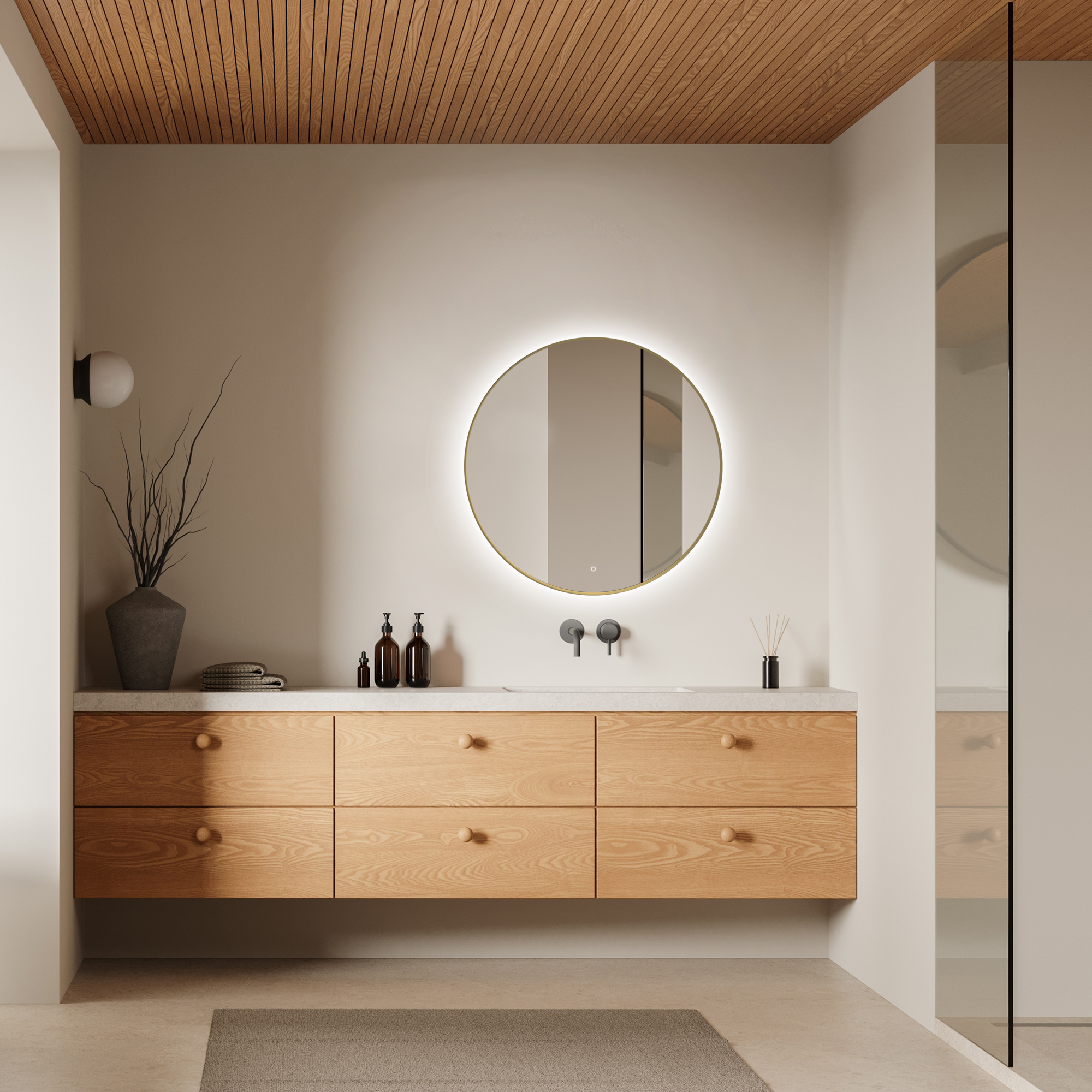 Ars Longa Lumio lustro 80 cm okrągłe z oświetleniem złote LED-LUMIO80-Z