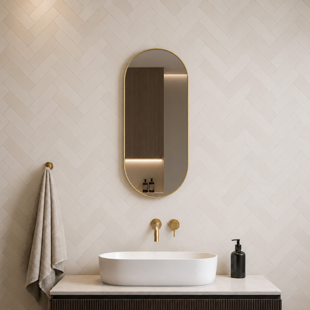 Baltica Design Aluma lustro 50x100 cm owalne złote