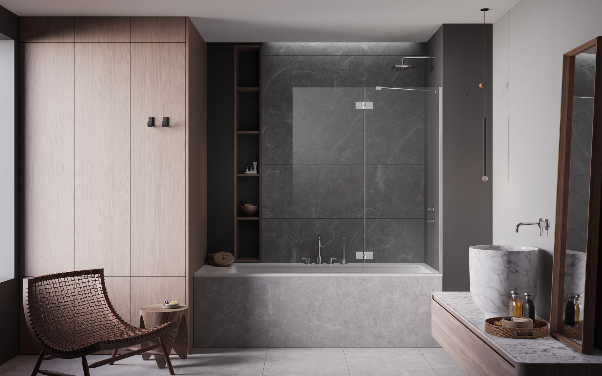Radaway Essenza New PND II parawan nawannowy 100 cm prawy chrom/szkło przezroczyste 110002100-01-01R