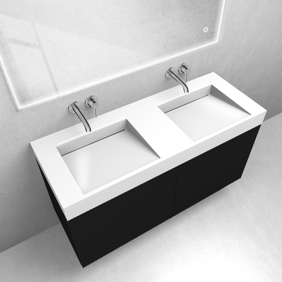 Zestaw Oltens Lun Rilla szafka podumywalkowa 120 cm z umywalką Stila LavaForm czarny mat/biały połysk 68794300 - Wysyłka w 24h