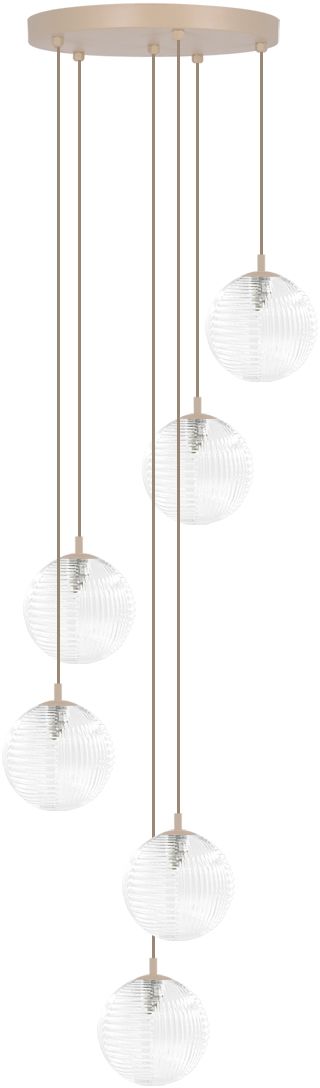 Kaja Tesoro lampa wisząca 6x10 W przezroczysta-beżowa K-5701