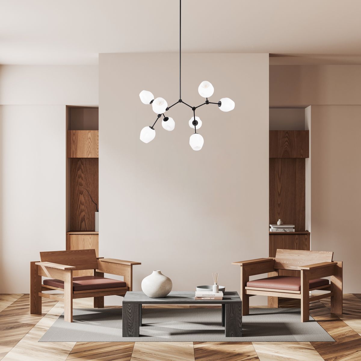 Italux Ferral lampa podsufitowa 8x60 W biała/czarna PND-75075-8-BK-WG