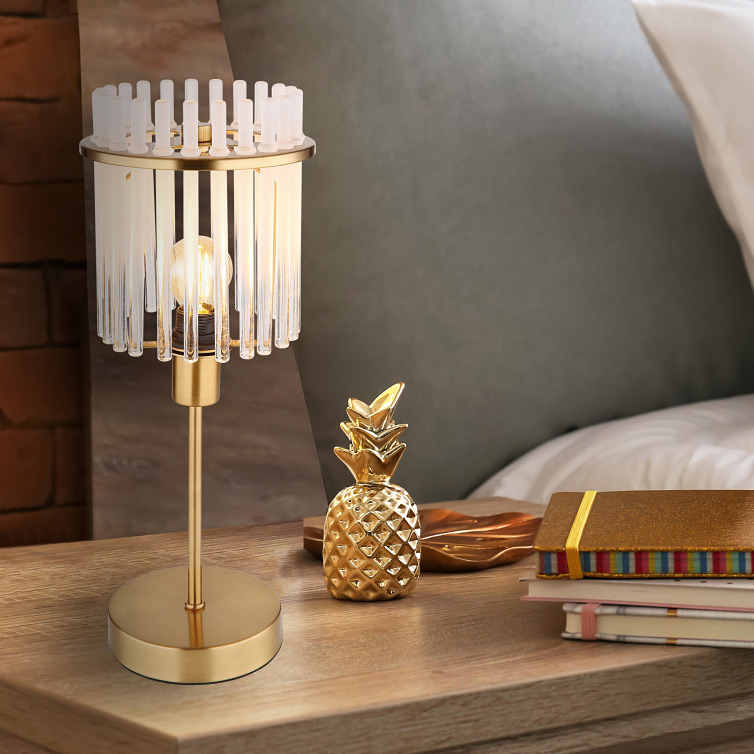 Globo Lighting Gorley lampa stołowa 1x40 W biała-przezroczysta-złota 15698TM - Wysyłka w 24h