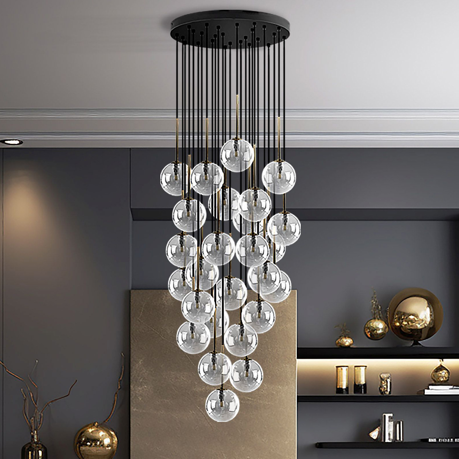 TK Lighting Nilos lampa wisząca 26 x W czarna-złota 10099