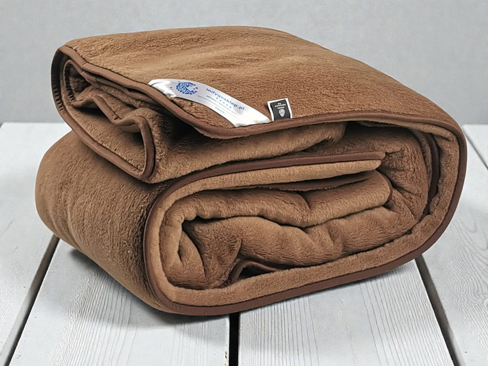 Kołdra wełniana camel brąz 200x220 Premium