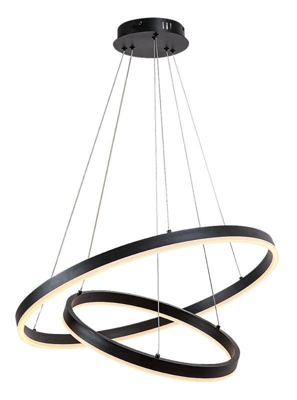 Lampa wisząca dwa pierścienie Rabalux Isaure czarno-biała LED 80W 3000-6500KK 5600lm IP20 wym:120x60x60cm - 1 szt.