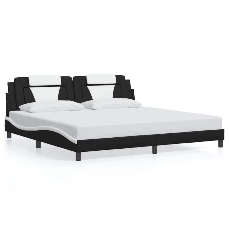 Łóżko tapicerowane WaszeMeble 200x200 cm Czarno-Biały skóra WM-3208122 1 szt.
