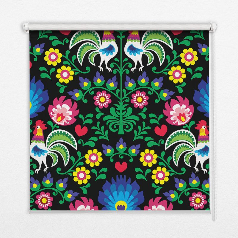 Roleta Do Salonu Tulup 150x140 cm Kolorowe Koguty Montaż do ściany/sufitu 1 szt.