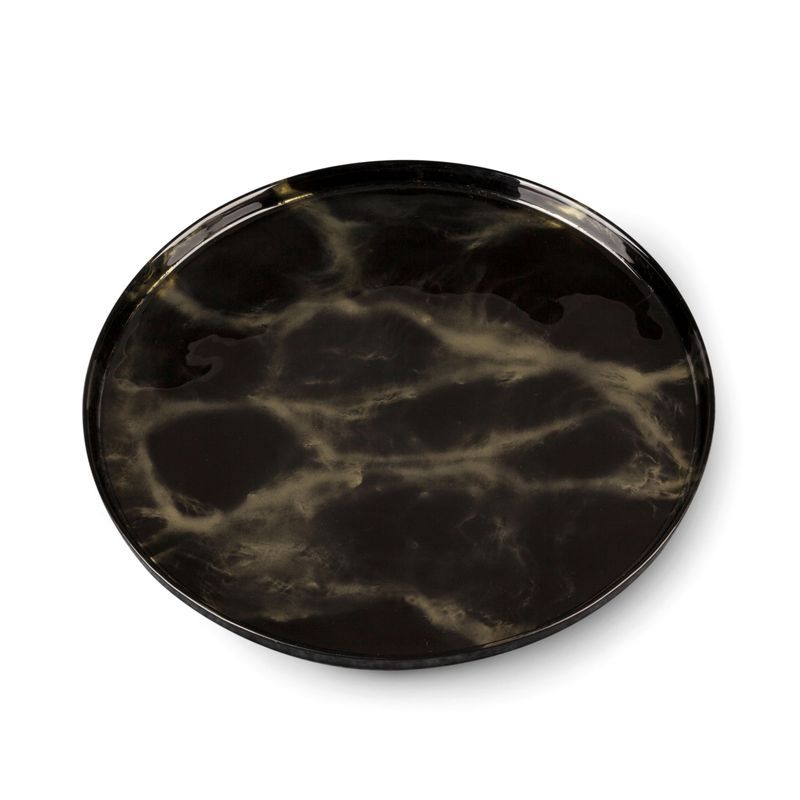 Patera szklana Eurofirany 33 x 2 cm czarna złota 1 szt.