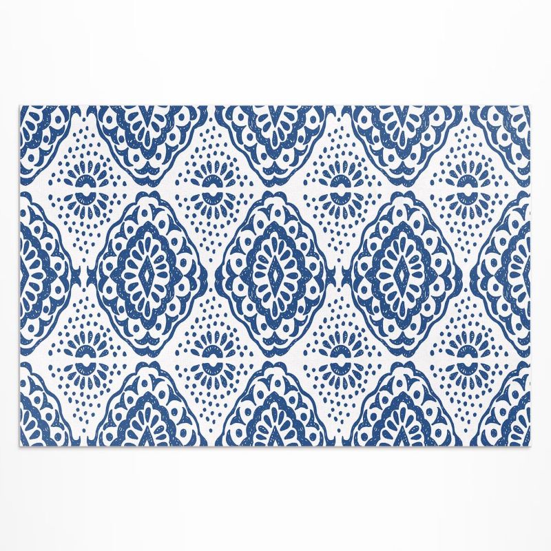 Balkonowy Dywan Winylowy UV Wallfluent 60x90 cm Niebieskie wzory dekoracyjne ornament 1 szt.