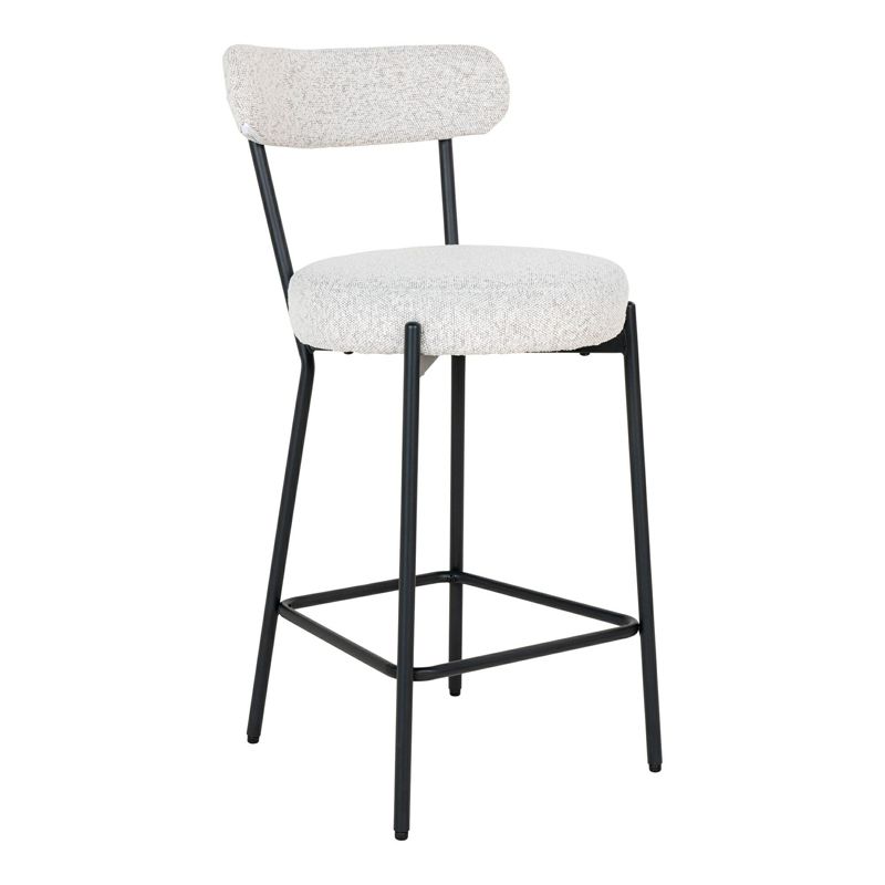 Hoker Badalona HOUSE NORDIC boucle szary z oparciem 65 cm nowoczesny tapicerowany 1 szt.