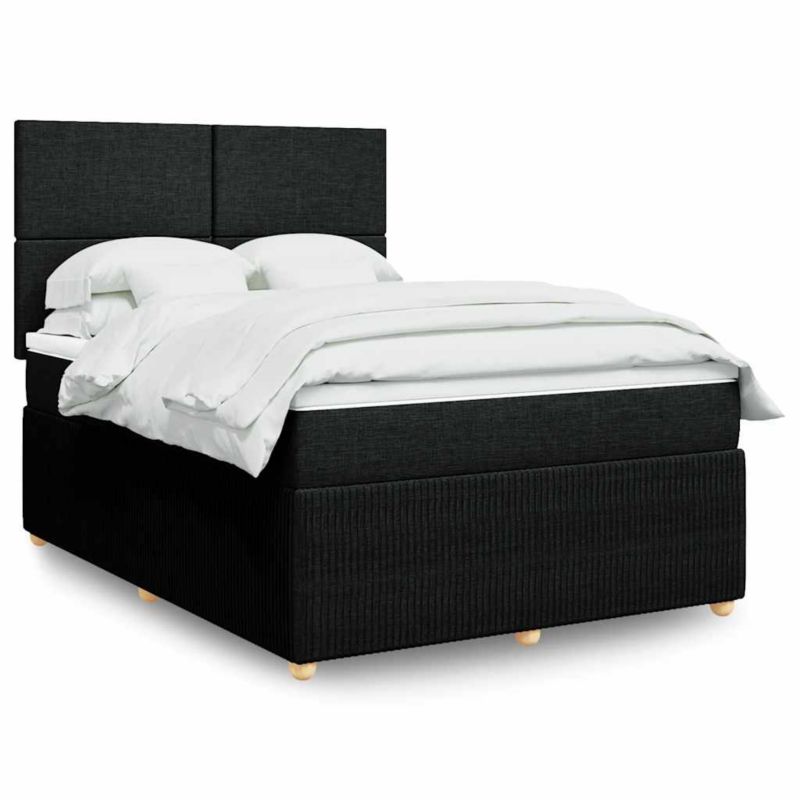 Łóżko z materacem WaszeMeble 135x190 cm Czarny tkanina z LED WM-3294346 1 szt.