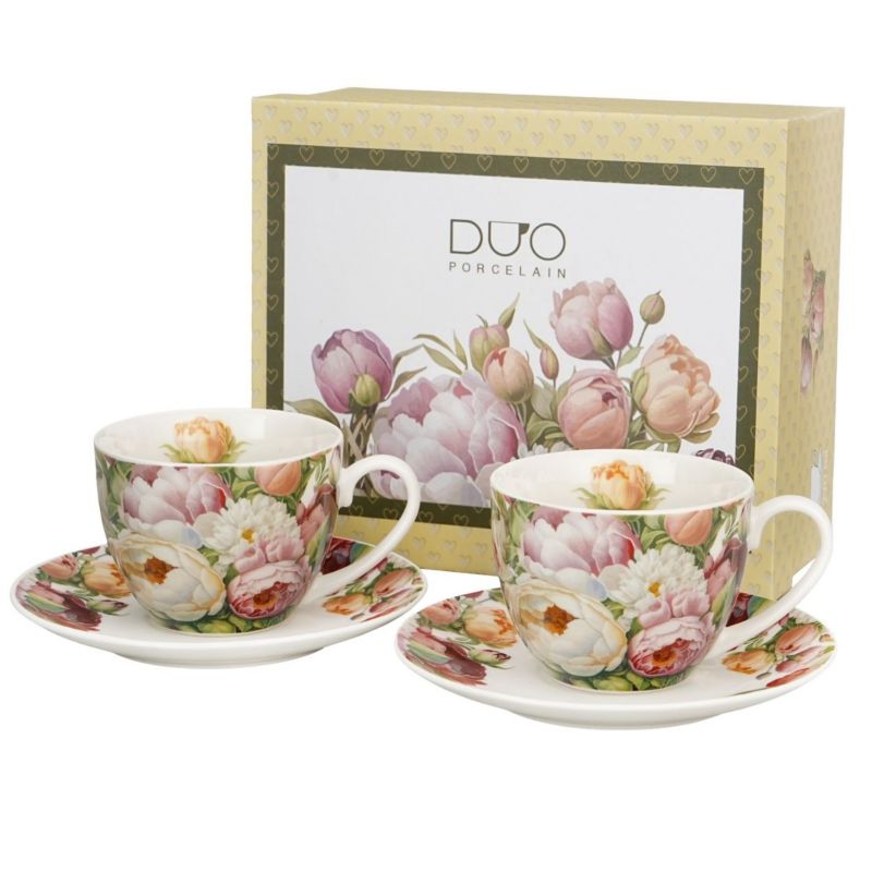 Zestaw 2 filiżanek ze spodkami Piwonie DUO 270 ml 1kpl.